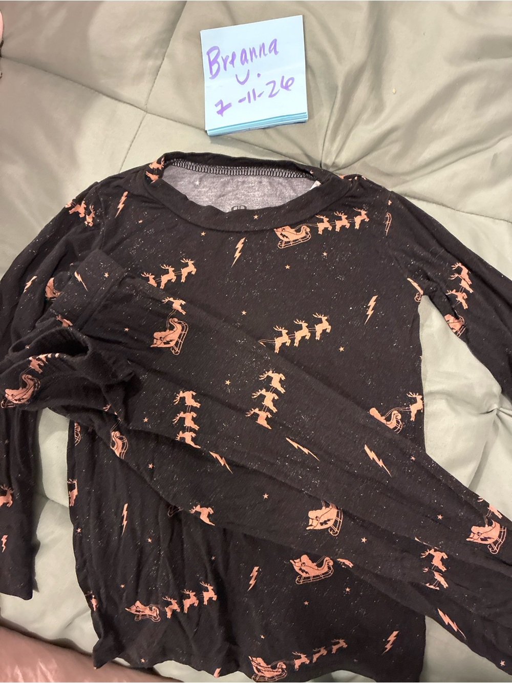 Kids' Black & Orange Reindeer Pajama Set
